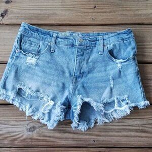 Mossimo high rise, distressed Jean shorts size 10